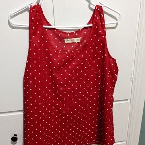 Ladies Faded Glory Red/White Polka Dot Tank Top Large